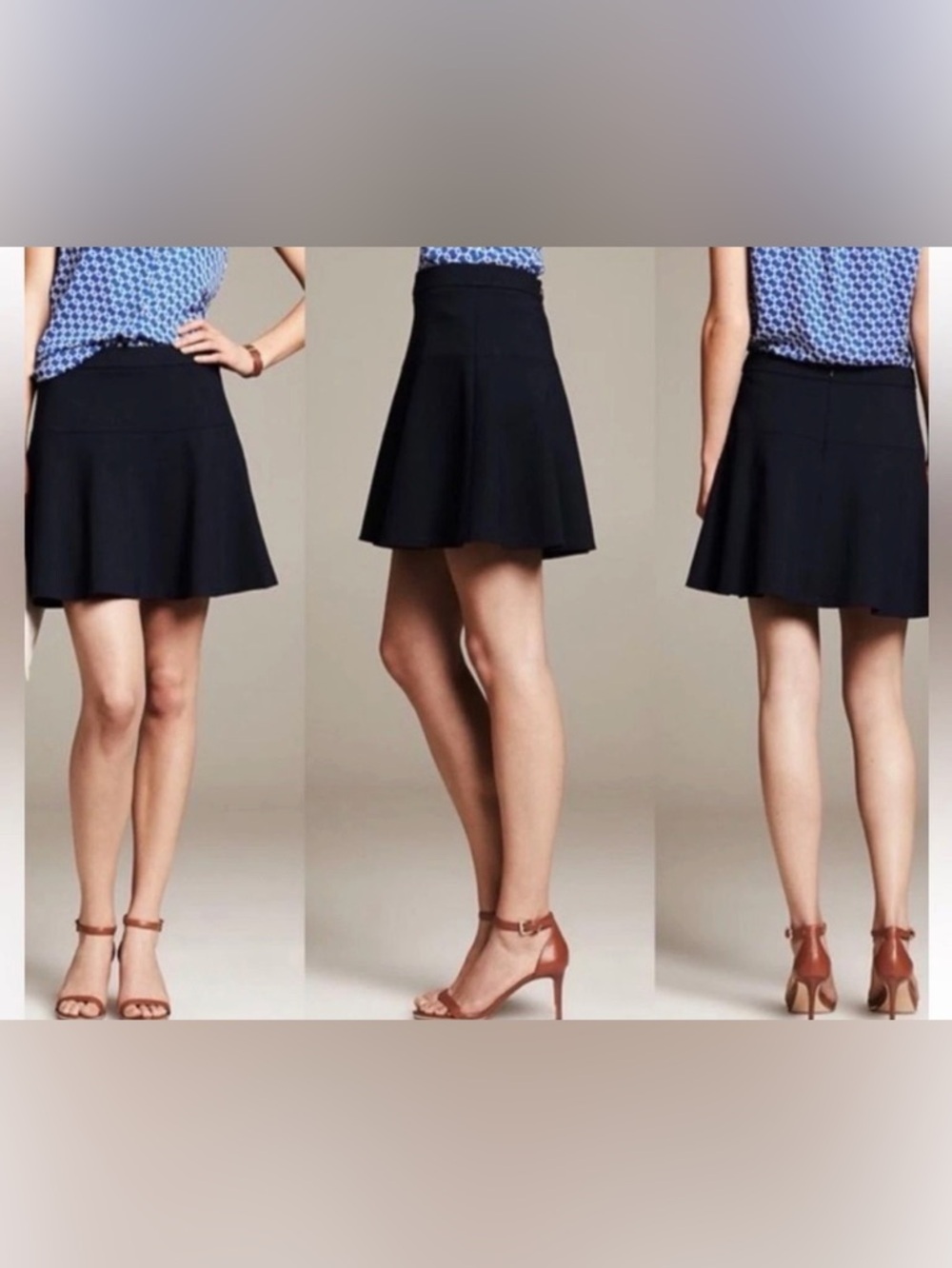 Banana Republic Ponte Fit and Flare Knit Black Mini Skirt Women’s Sz 0 EUC